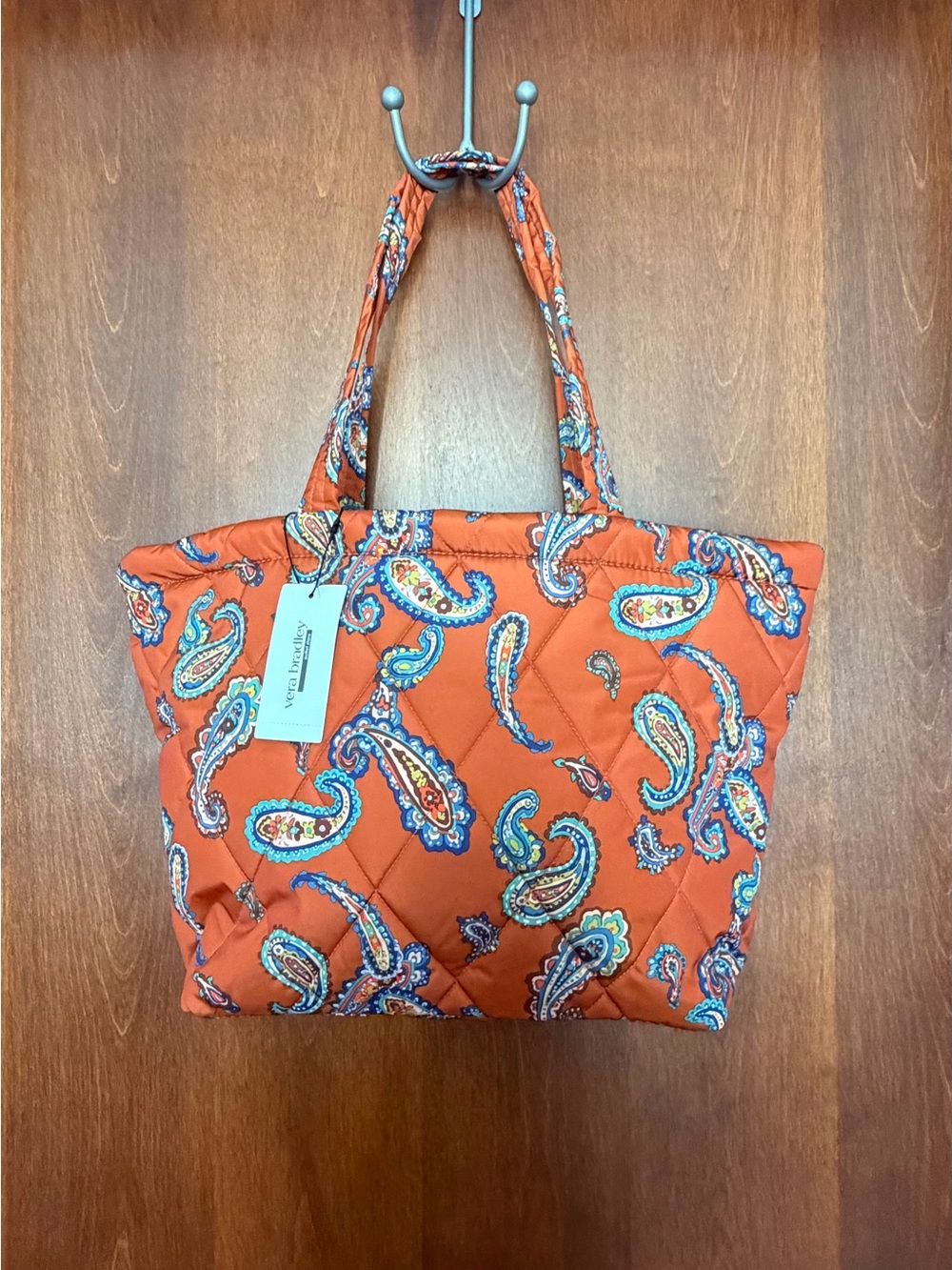 New Vera Bradley Orange Paisley Quilted Tote Bag